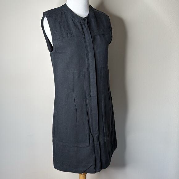 Nau Black Flaxible Sleeveless Linen Blend Shift Dress - Picture 3 of 8